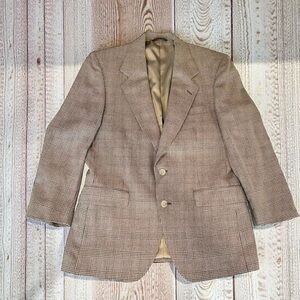 Mark Shale Men’s Brown Houndstooth Check Wool Sport Coat Blazer ~ Size 39R